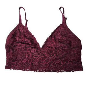 Victoria's Secret Small Burgundy Floral Lace Bralette Fairy Grunge Whimsygoth